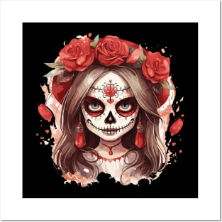 Cute Skull Girl - Halloween Design Posters and Art